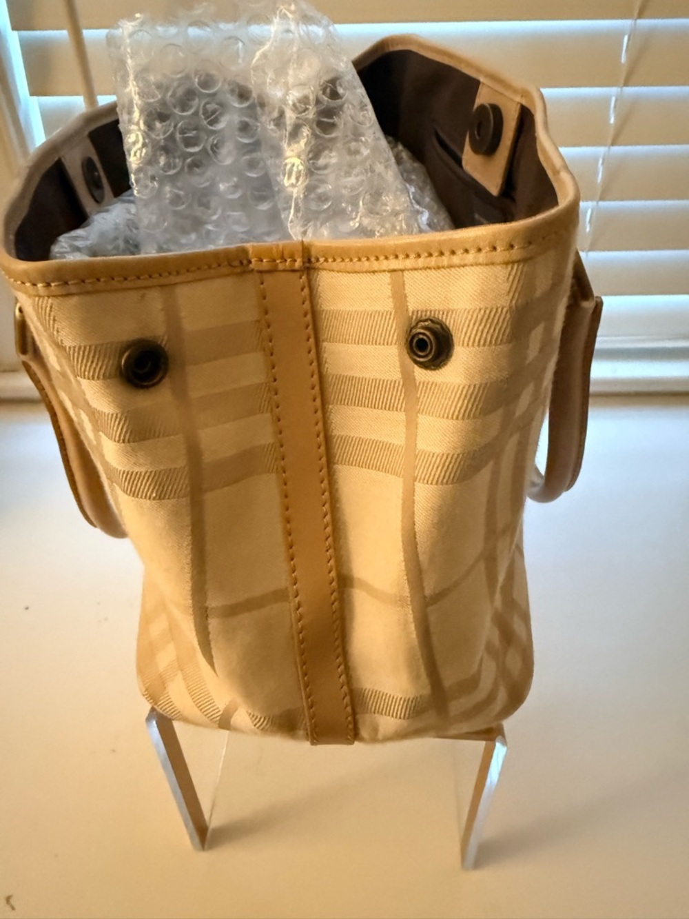 VINTAGE RARE Burberry London Tonal Nova Check Expandable Satchel - May 2002 - Picture 7 of 16